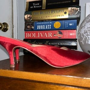 Who What Wear Red Fabric Heels